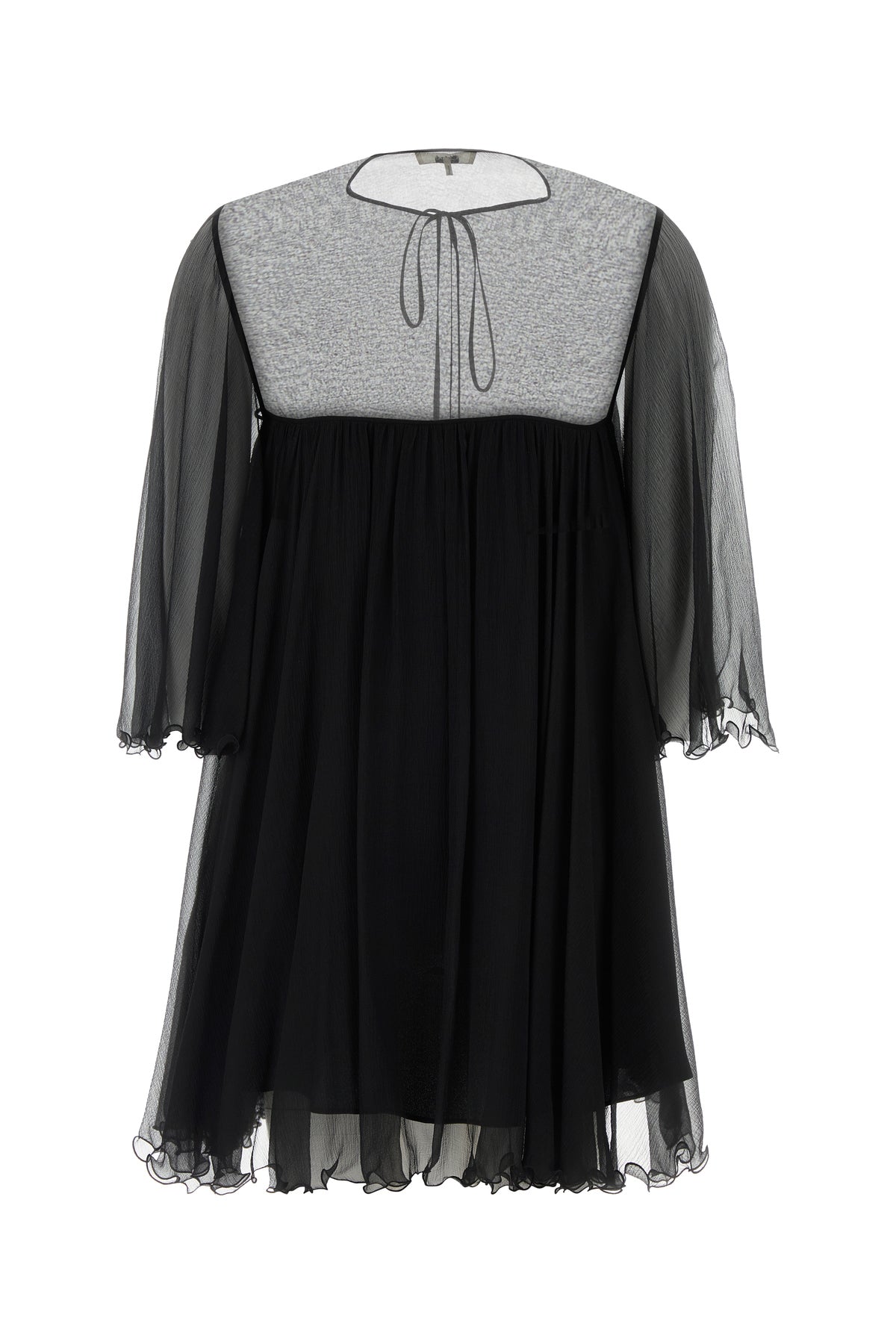 Chloé Mini abito in georgette nero, view 2
