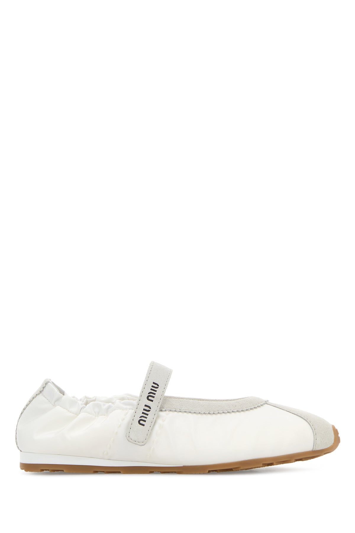 Miu Miu Ballerine bianche in pelle scamosciata e tessuto