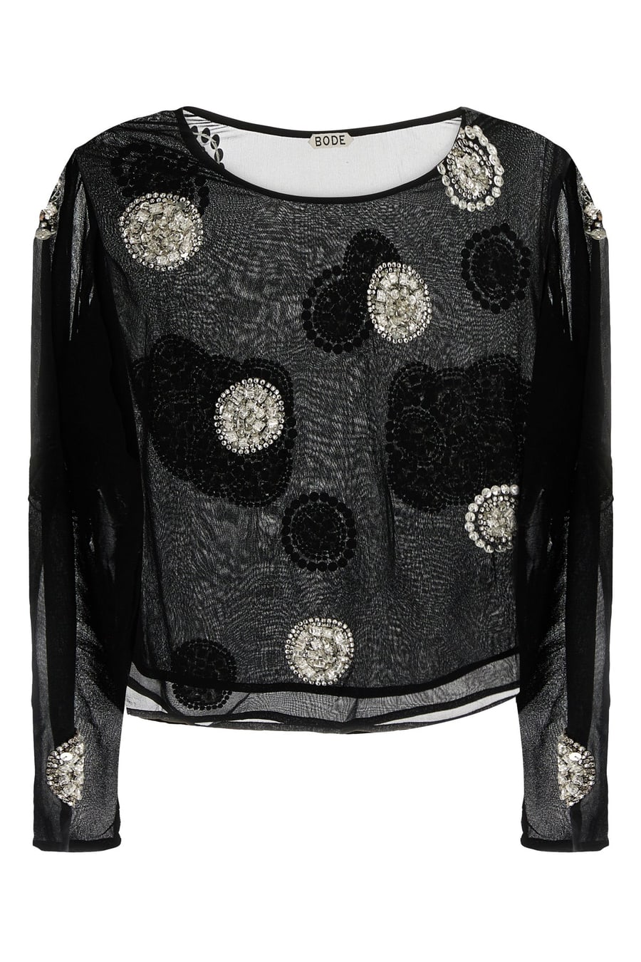 BODE Top Brooch in crepe nero