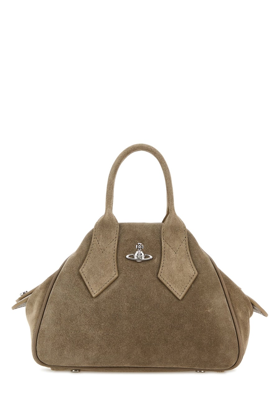 Vivienne Westwood Borsa a mano Yasmine piccola in pelle scamosciata tortora