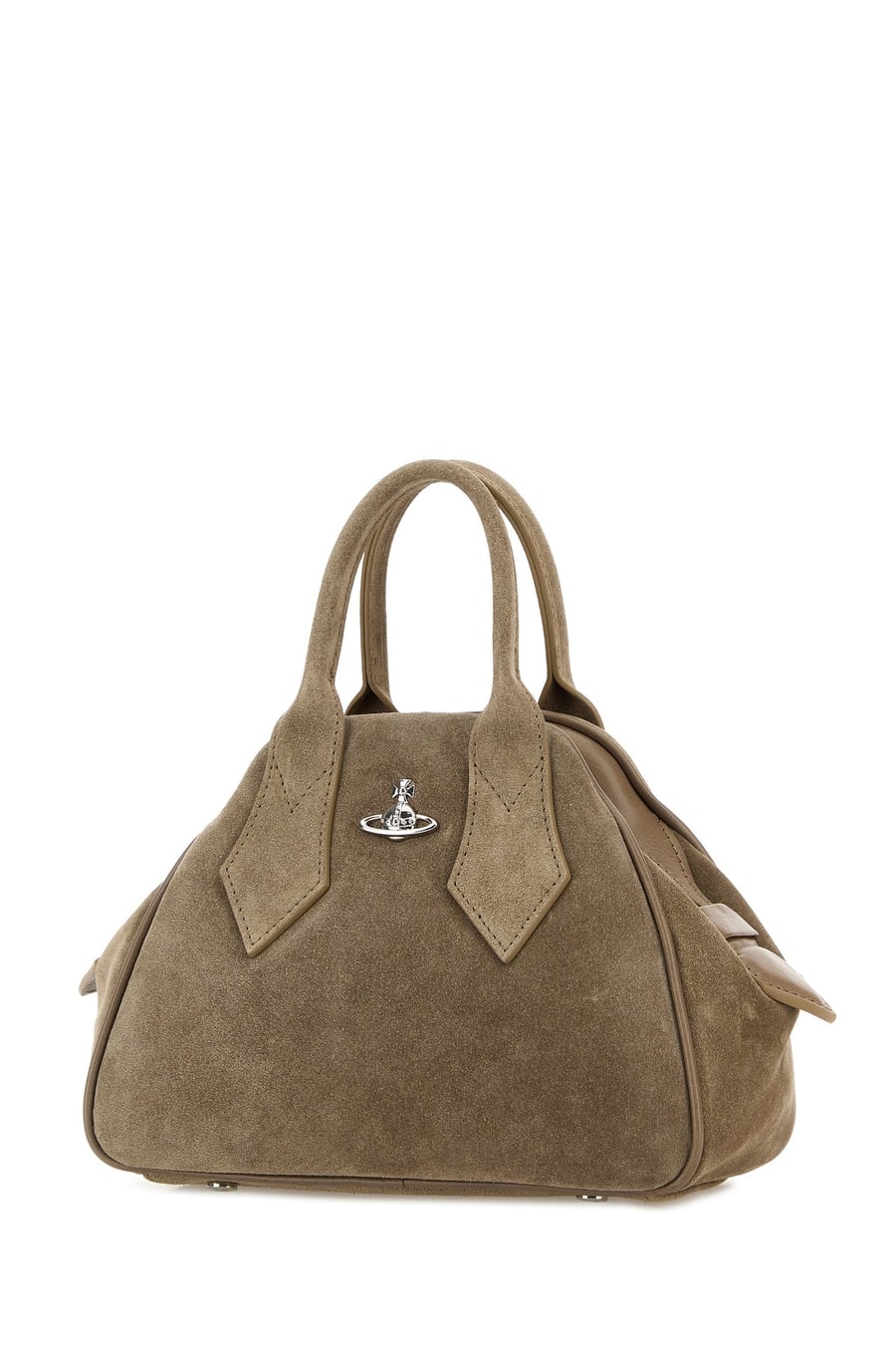 Vivienne Westwood Borsa a mano Yasmine piccola in pelle scamosciata tortora, view 2
