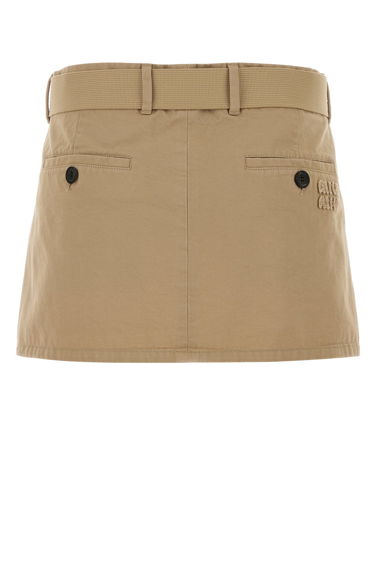 Miu Miu Minigonna in gabardine beige, view 2