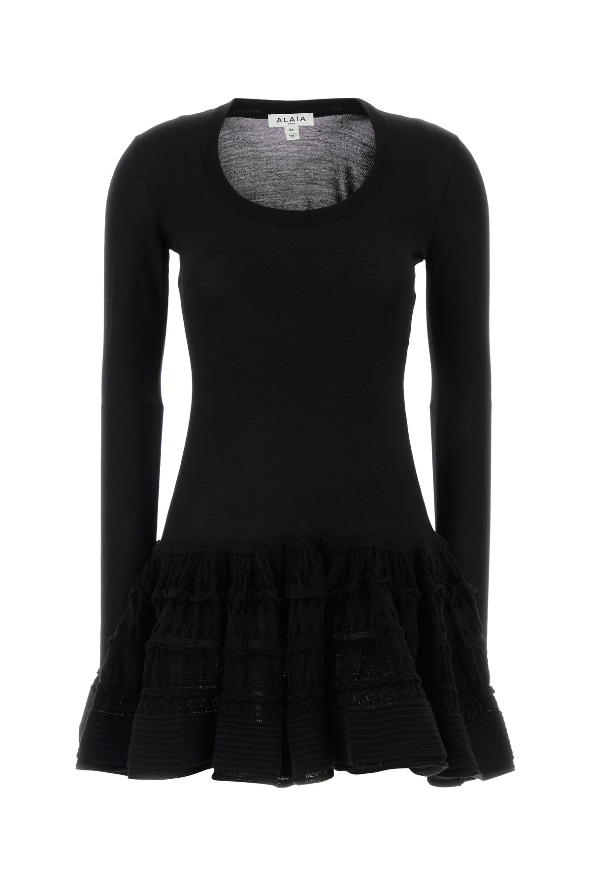 Alaïa Mini abito in misto lana stretch nera