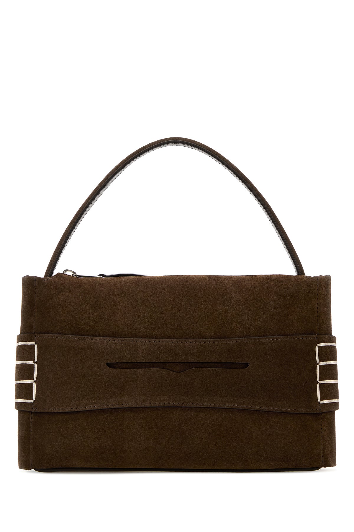 JW Anderson Borsa a mano Loafer piccola in pelle scamosciata marrone