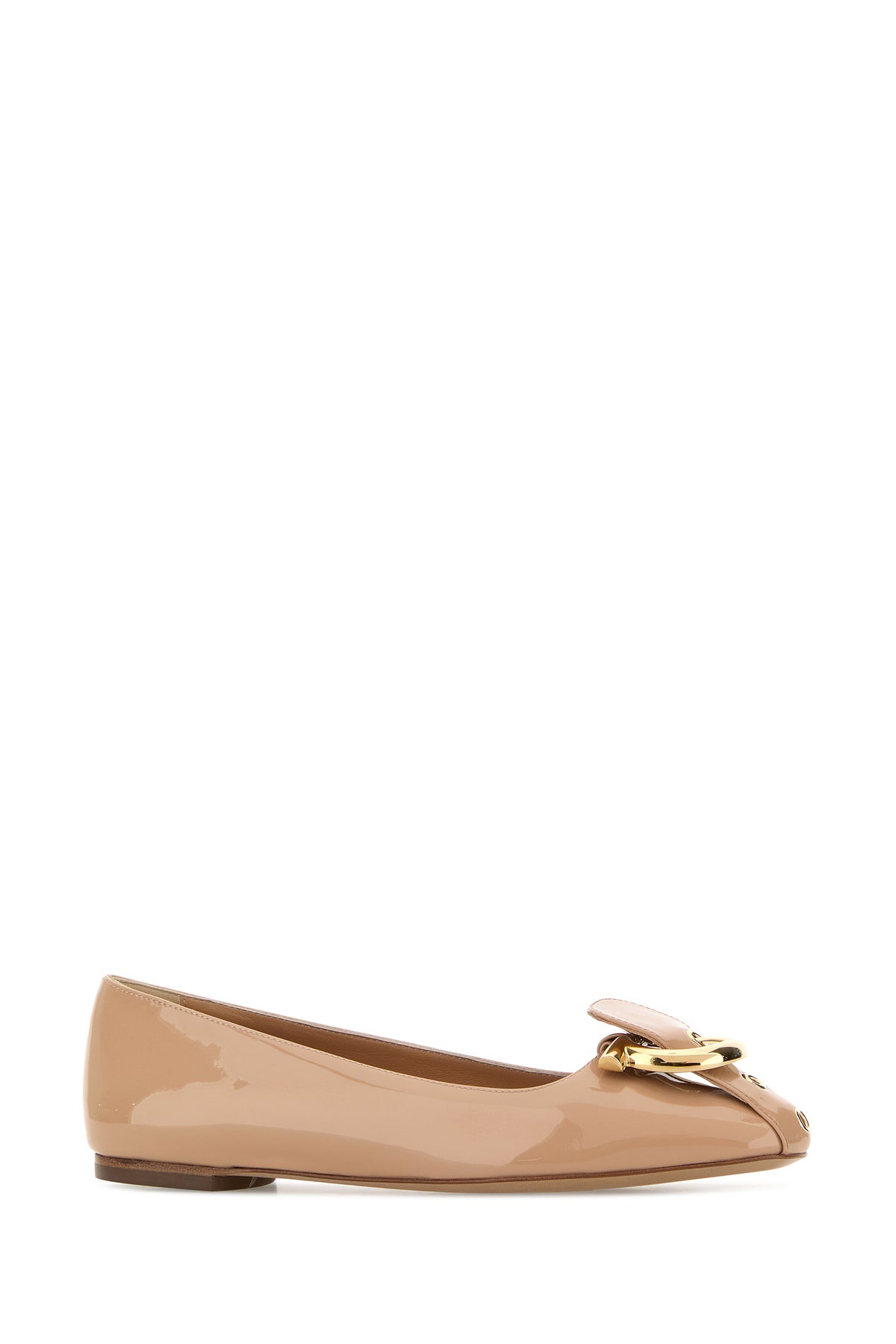 Ferragamo Ballerine Oxide in pelle rosa carne, view 2