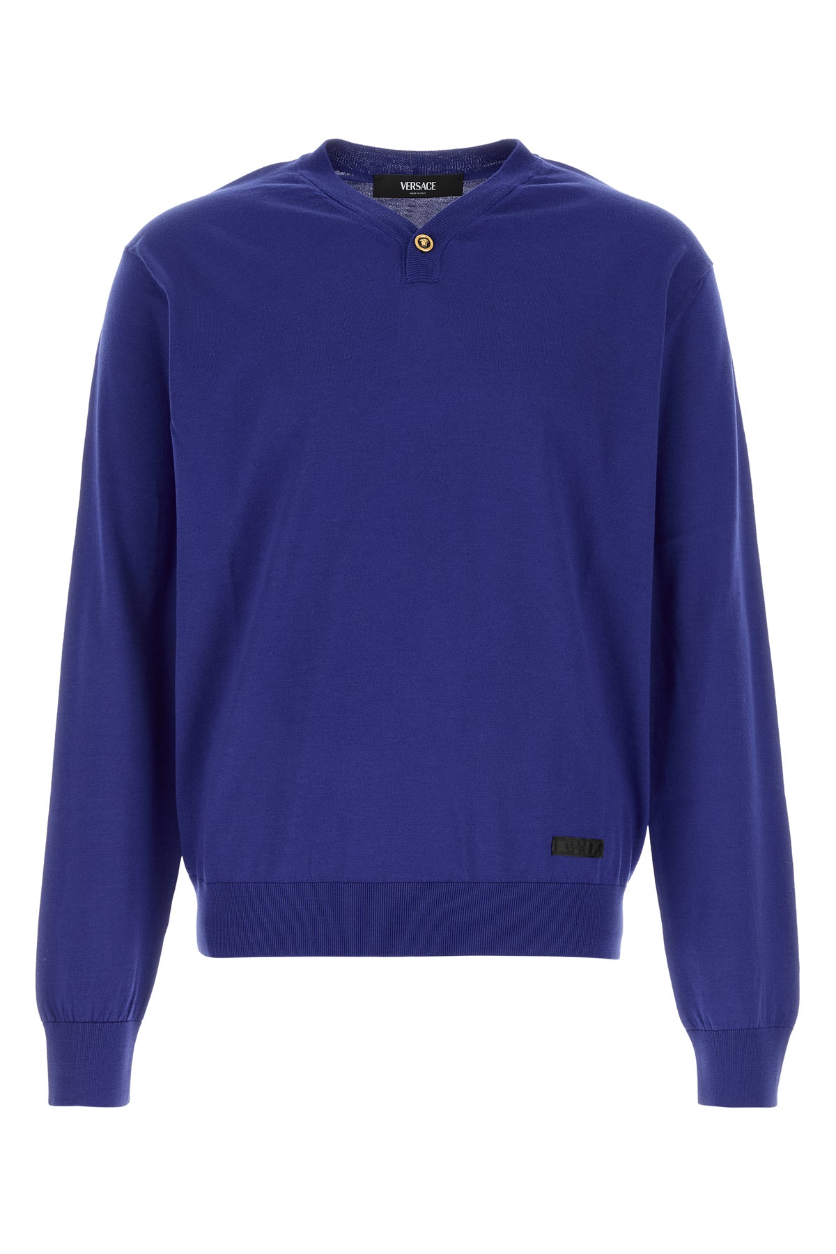 Versace Maglione in misto seta blu