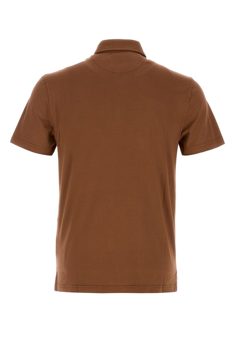 FEDELI Polo in cotone stretch marrone, view 2