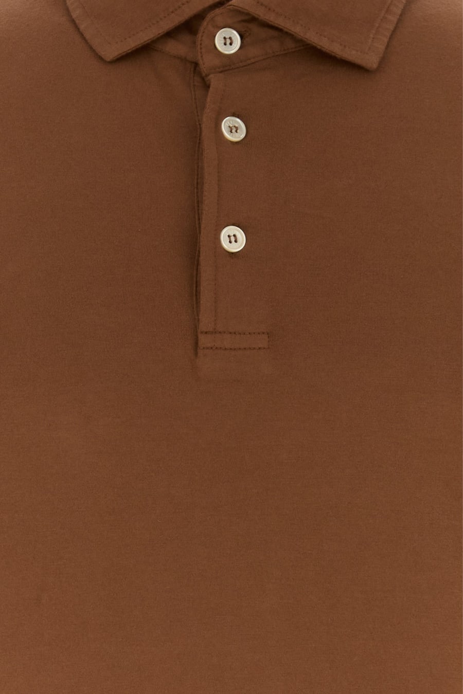 FEDELI Polo in cotone stretch marrone, view 3