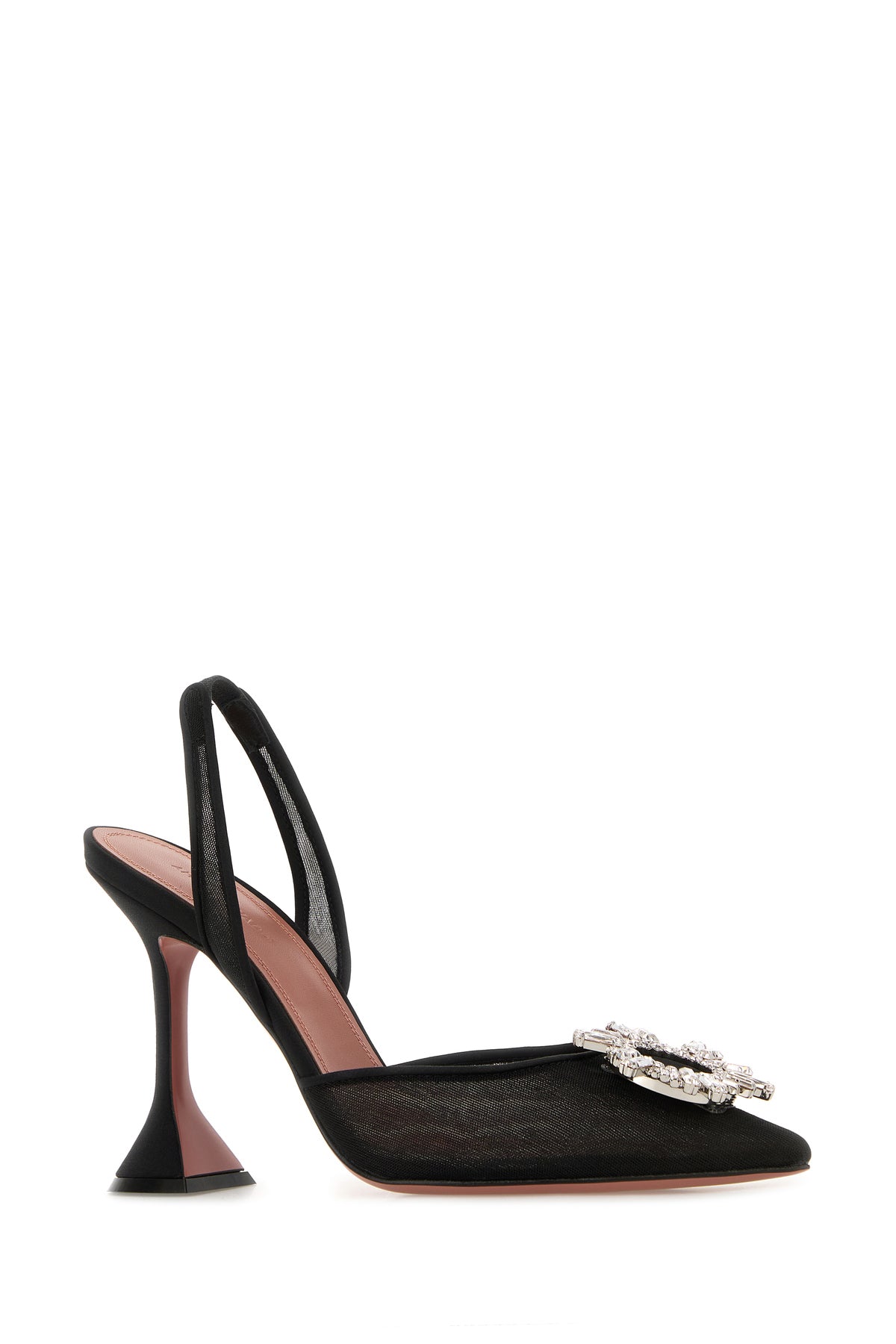 Amina Muaddi Scarpe con tacco Begum in rete nera, view 2