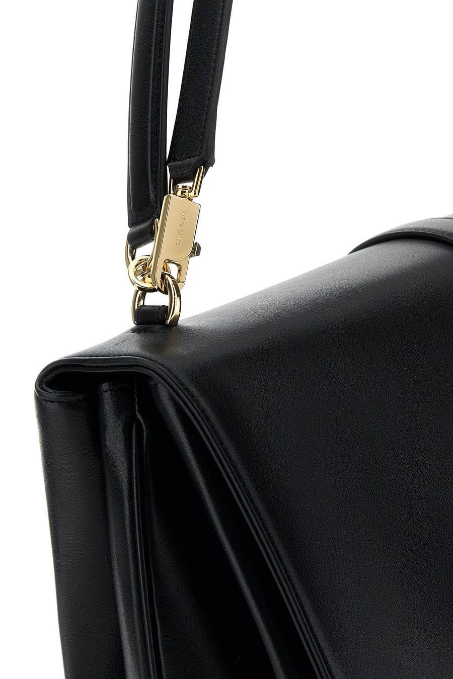 Ferragamo Borsa a spalla in pelle nera, view 4