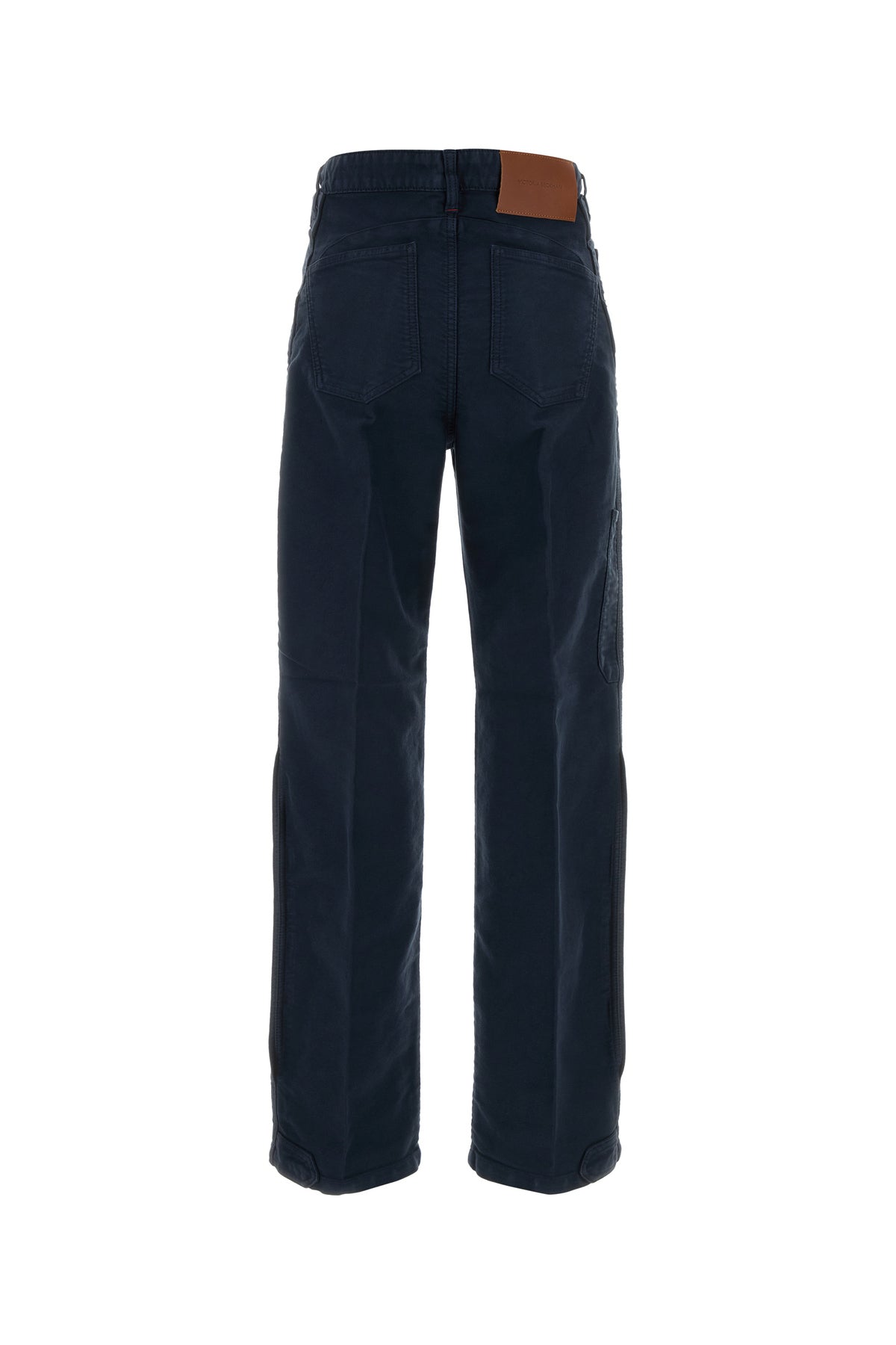 Victoria Beckham Pantalone Julia in cotone blu scuro, view 2