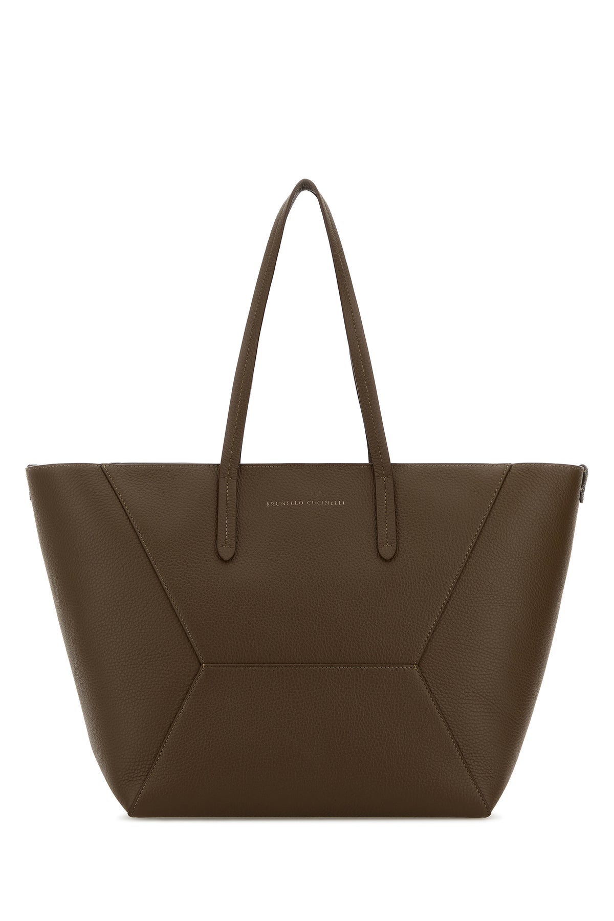 Brunello Cucinelli Borsa shopping in pelle fango