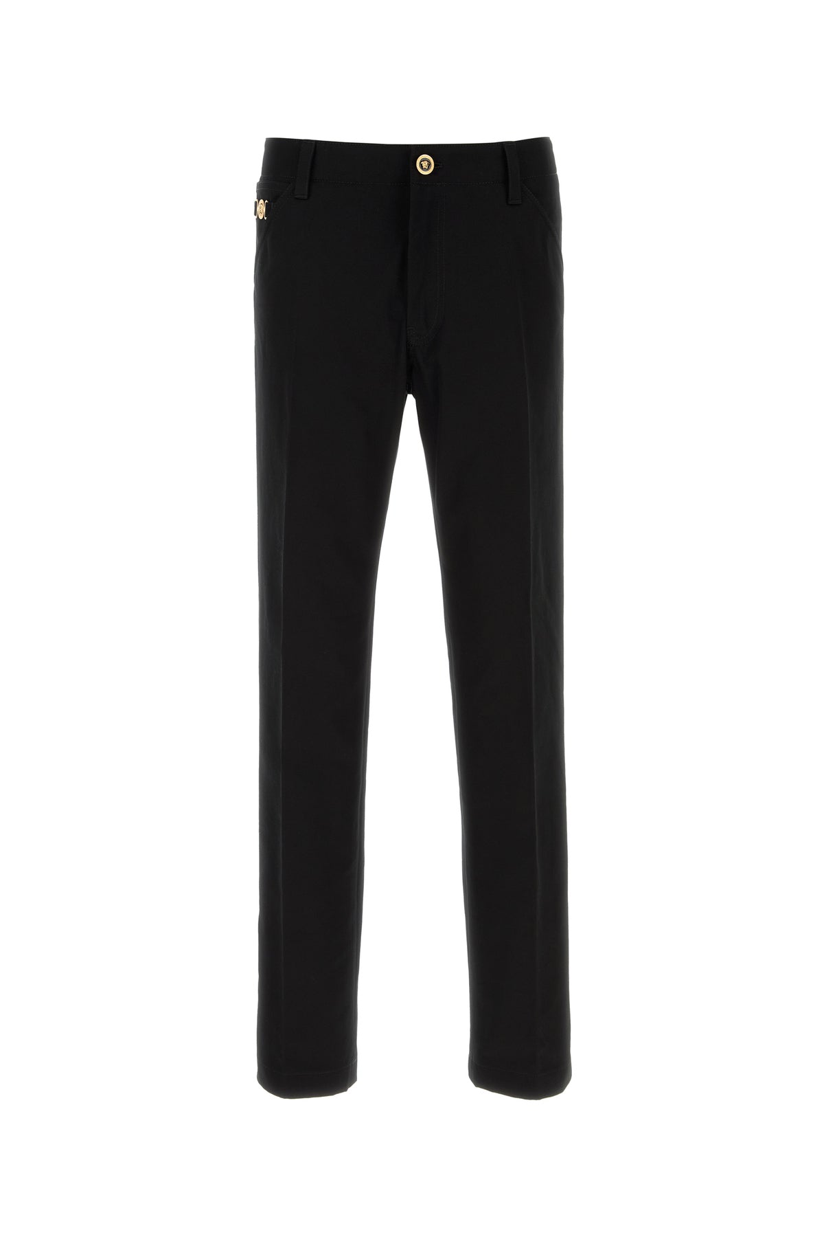 Versace Pantalone chino in gabardine nero
