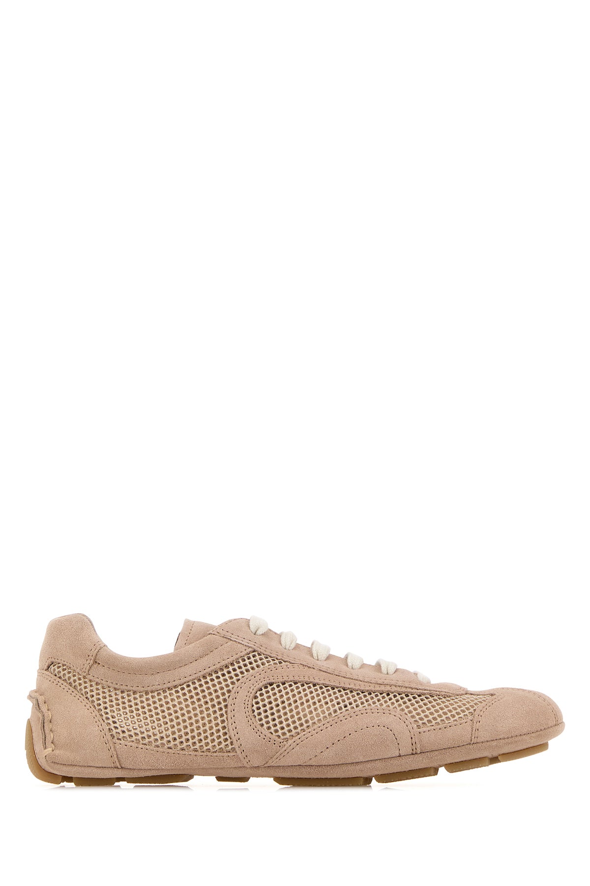 Prada Sneakers Montecarlo rosa cipria in pelle scamosciata e rete