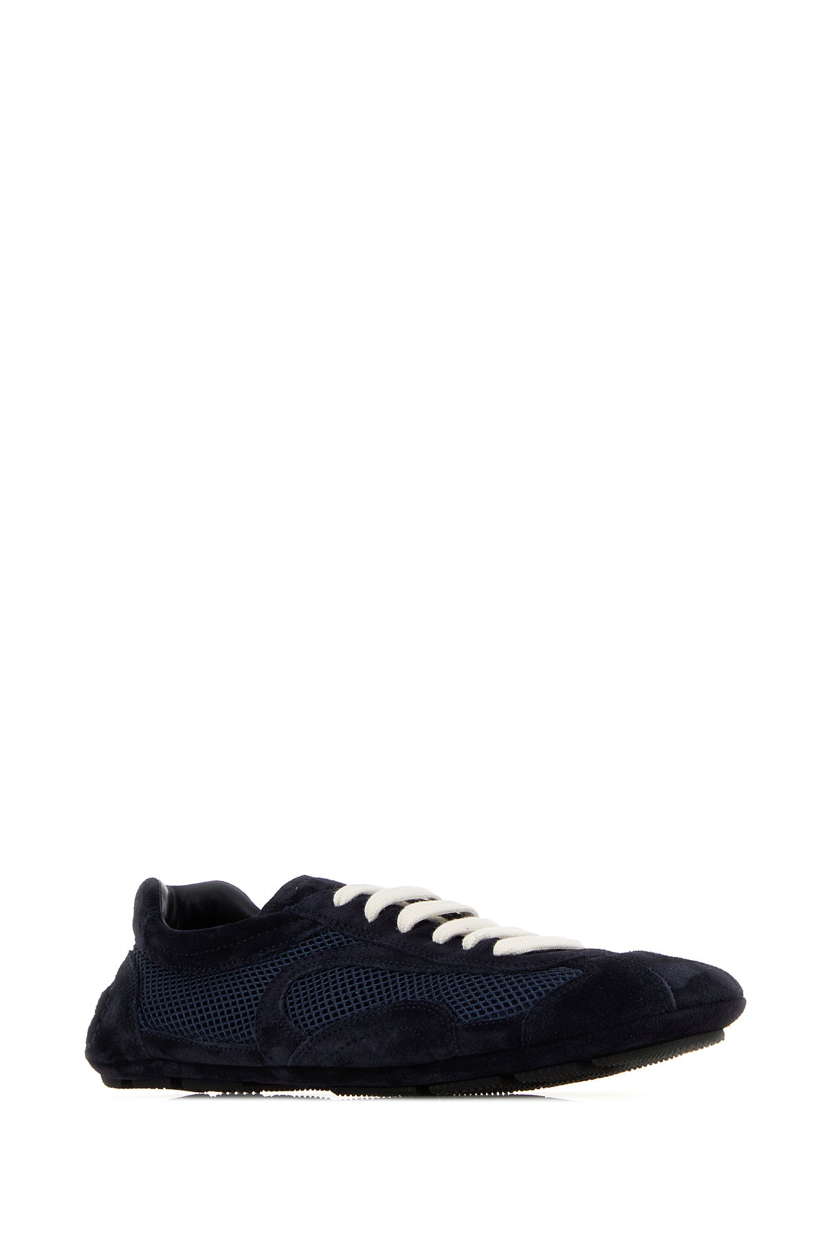 Prada Sneakers Montecarlo blu notte in pelle scamosciata e rete, view 2