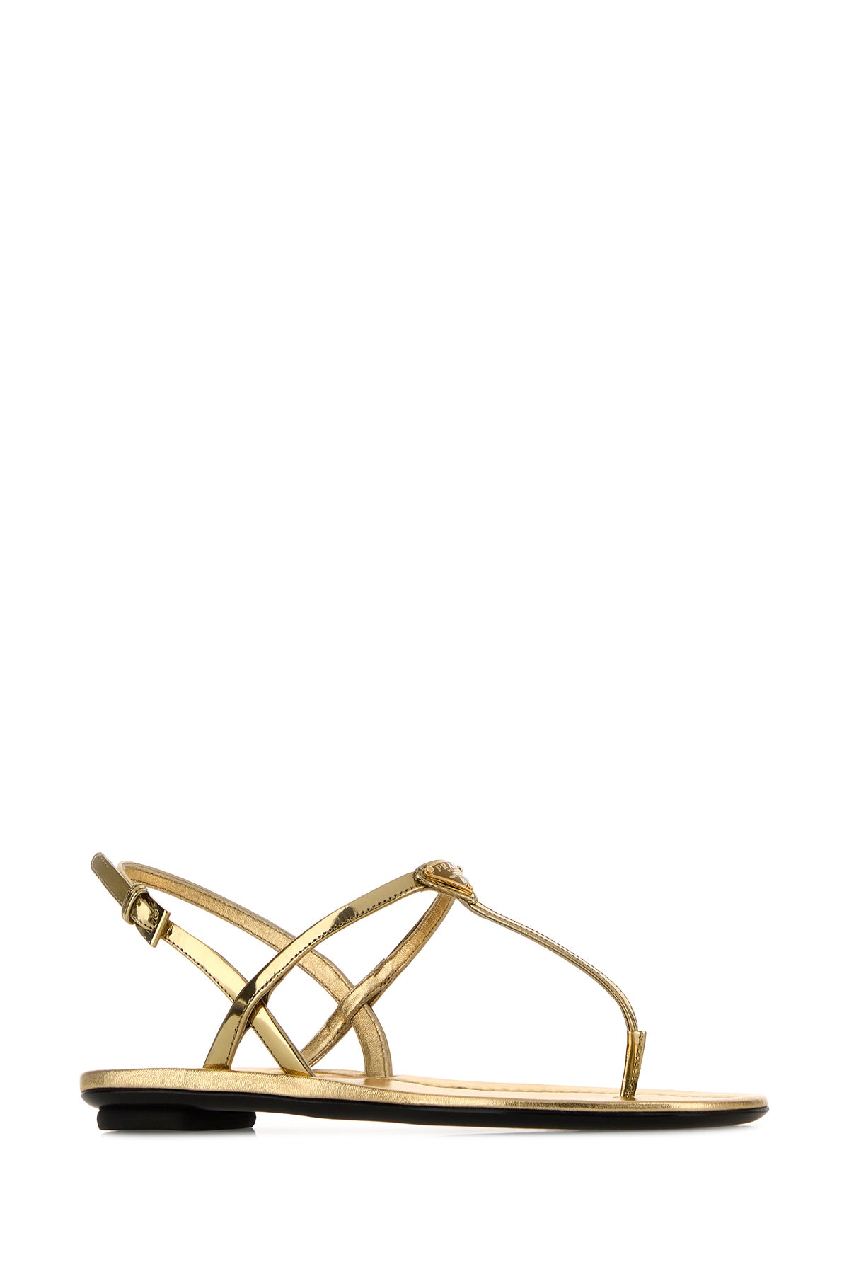 Prada Sandali infradito in pelle oro, view 2