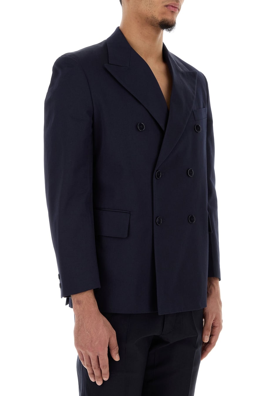 Prada Giacca in cotone blu navy, view 3