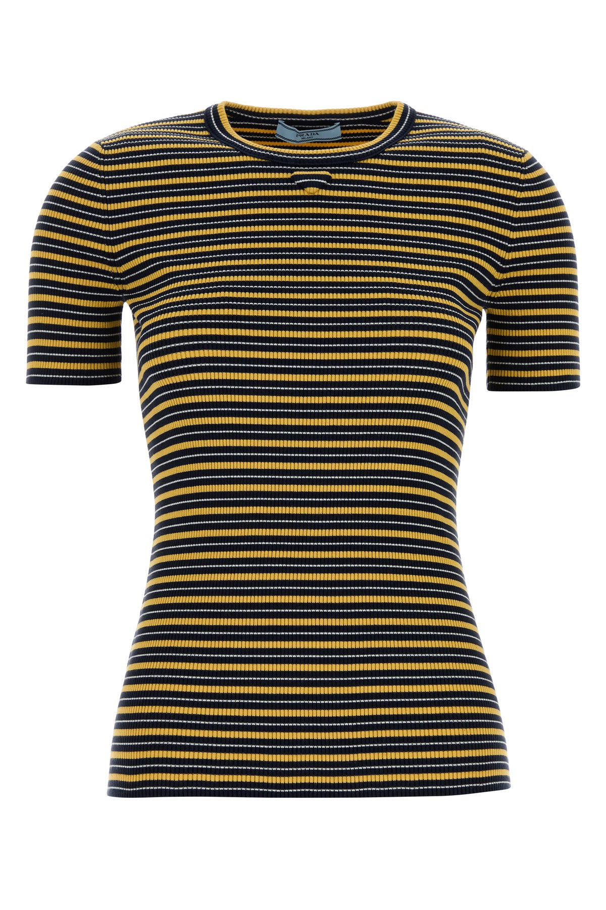 Prada T-shirt in misto cotone stretch ricamato