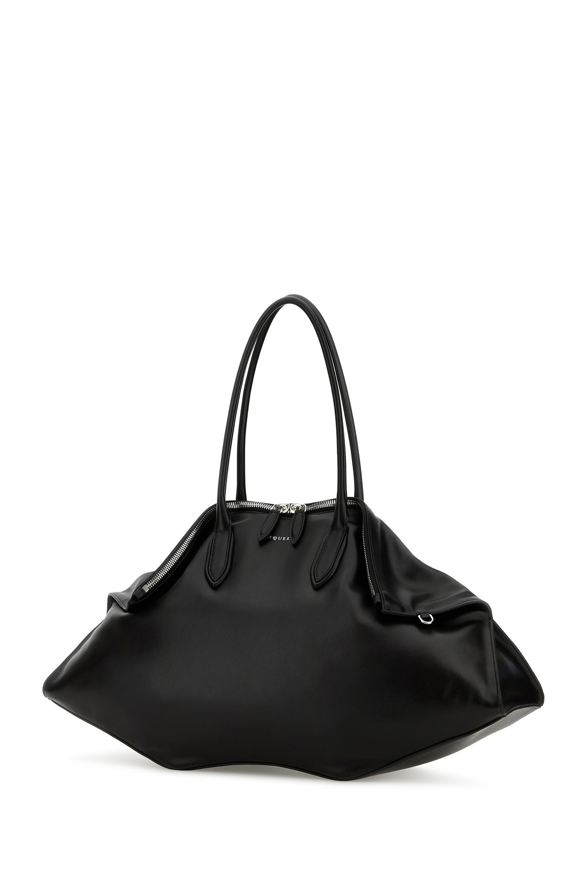 Alexander McQueen Borsa a spalla Manta maxi in pelle nera, view 2