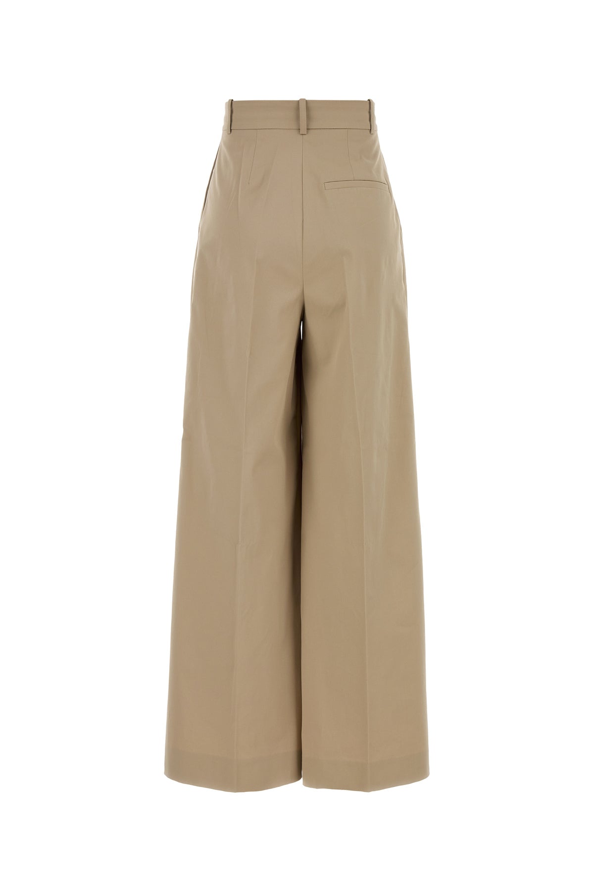 Anine Bing Pantalone Lou dalla gamba ampia in cotone stretch beige, view 2