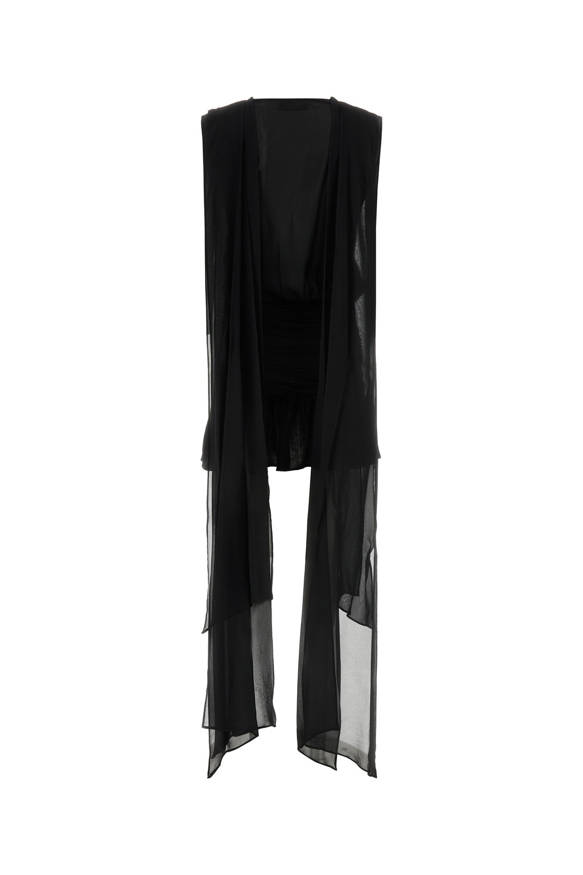 BLUMARINE Mini abito in georgette nera, view 2