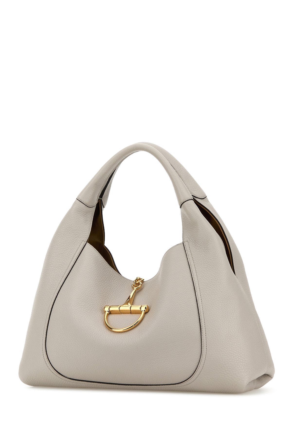 Gucci Borsa a spalla Gucci Softbit grande in pelle grigia chiara, view 2