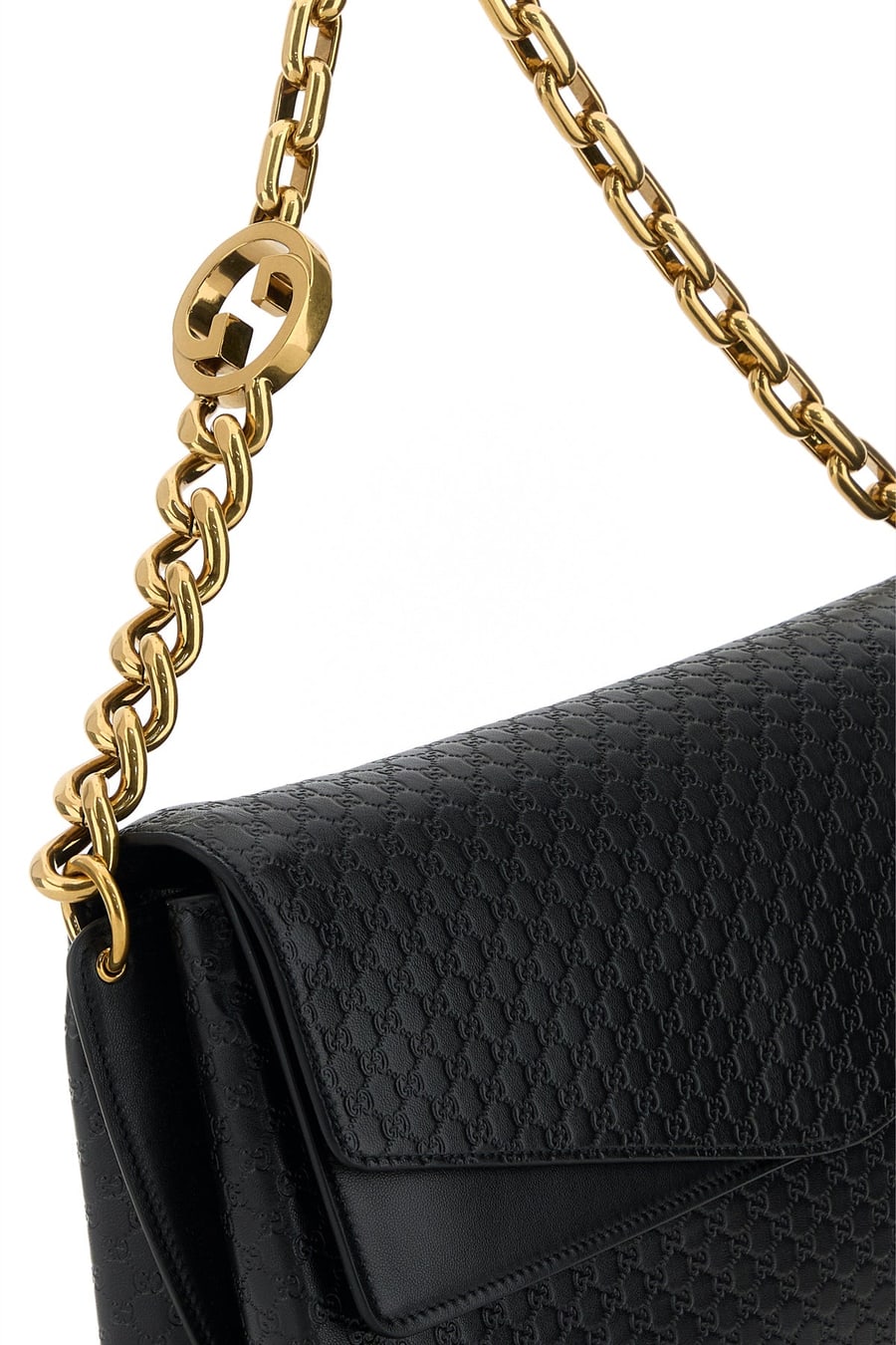Gucci Borsa a spalla grande in pelle nera, view 4