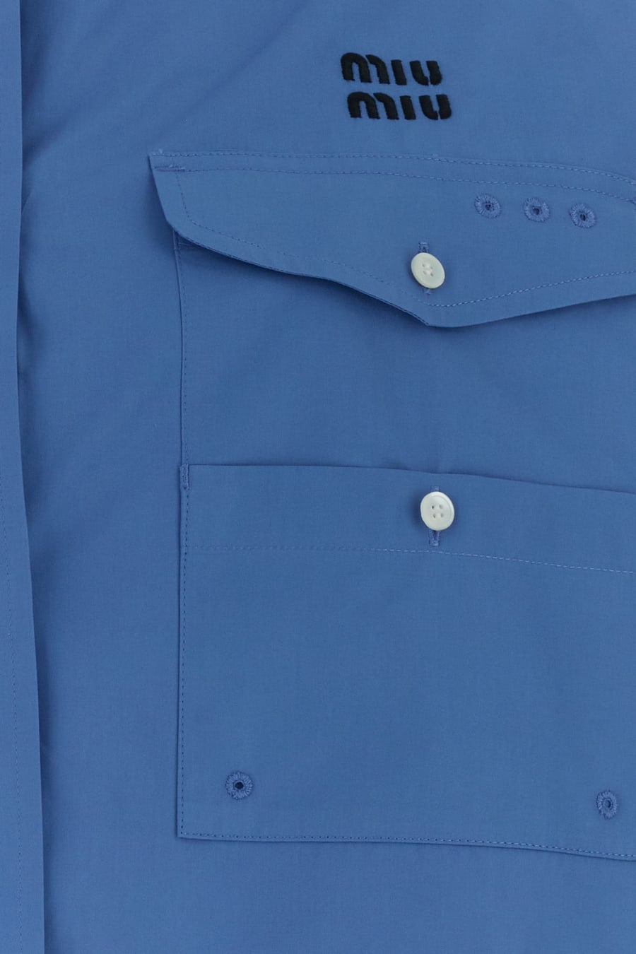 Miu Miu Camicia oversize in popeline ceruleo, view 3