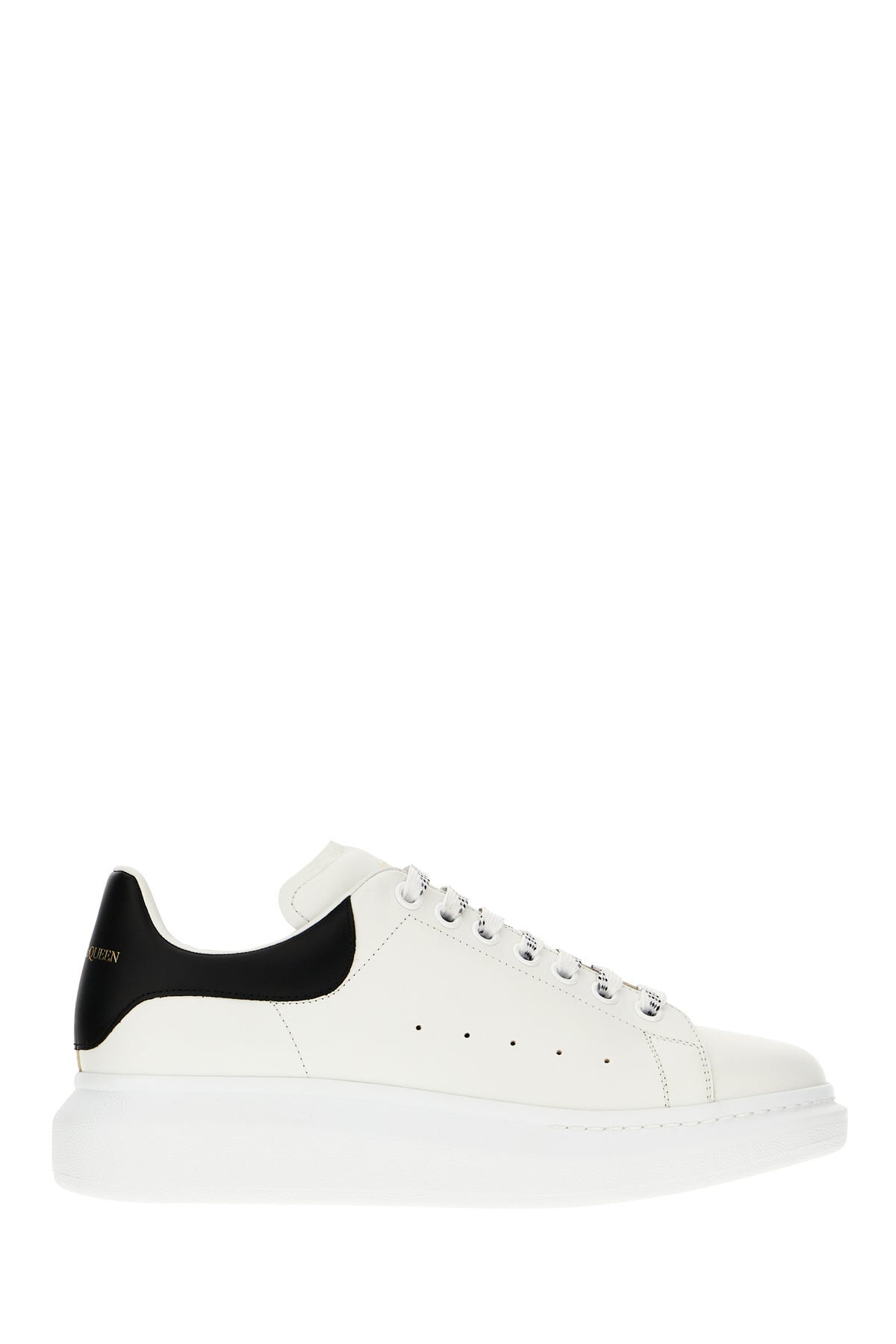 Alexander McQueen Sneakers in pelle bianca con tallone in pelle nera