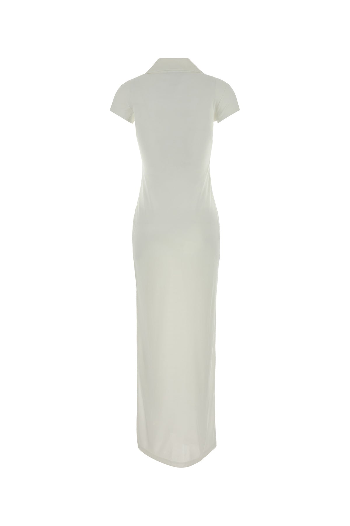 COURREGES Abito polo in poliestere bianco, view 2