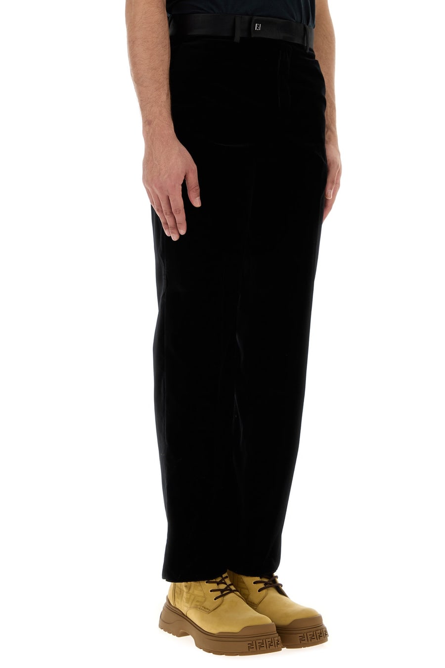 Fendi Pantalone in velluto nero, view 3