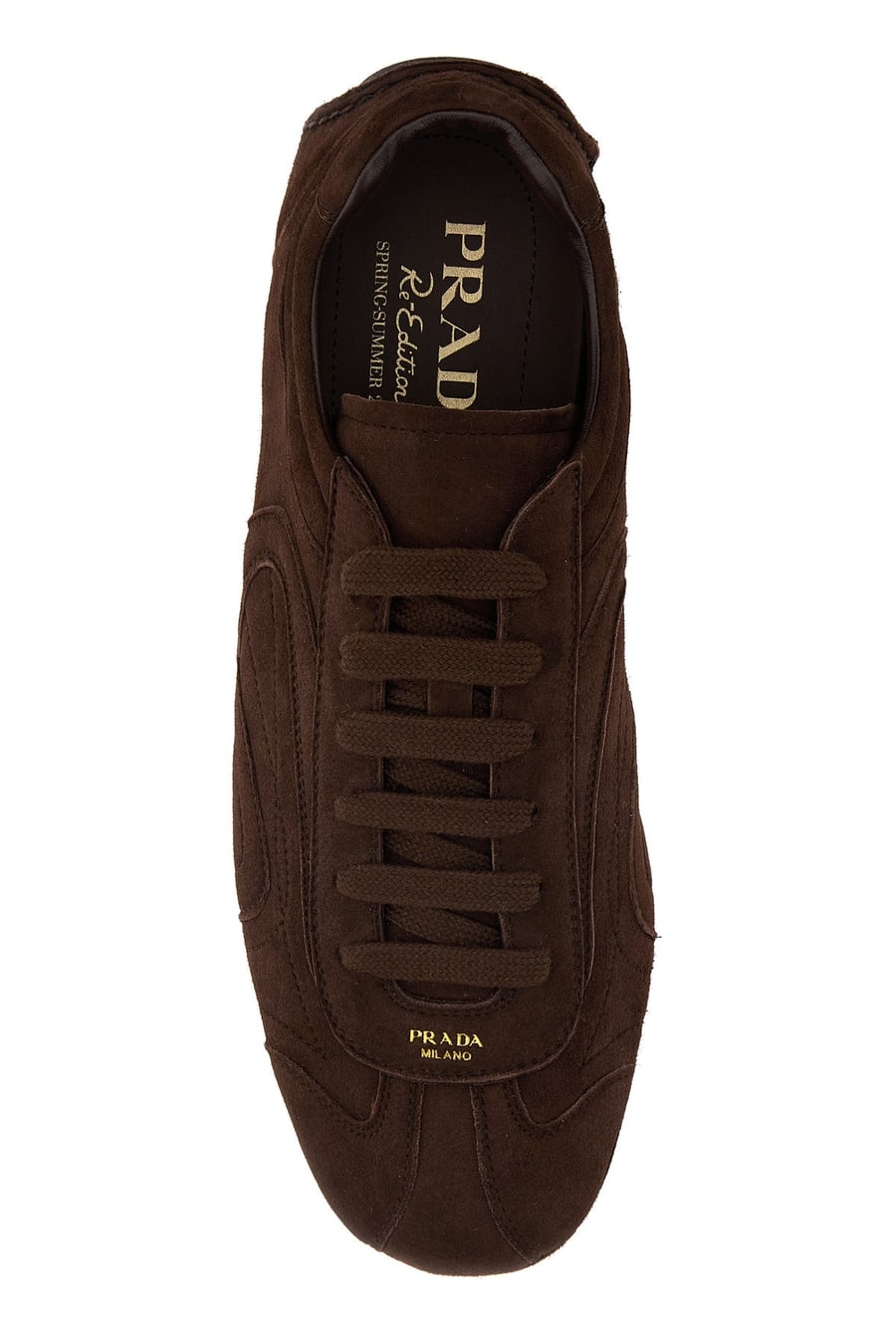 Prada Sneakers Montecarlo Re-Edition 2005 in pelle scamosciata marrone, view 4