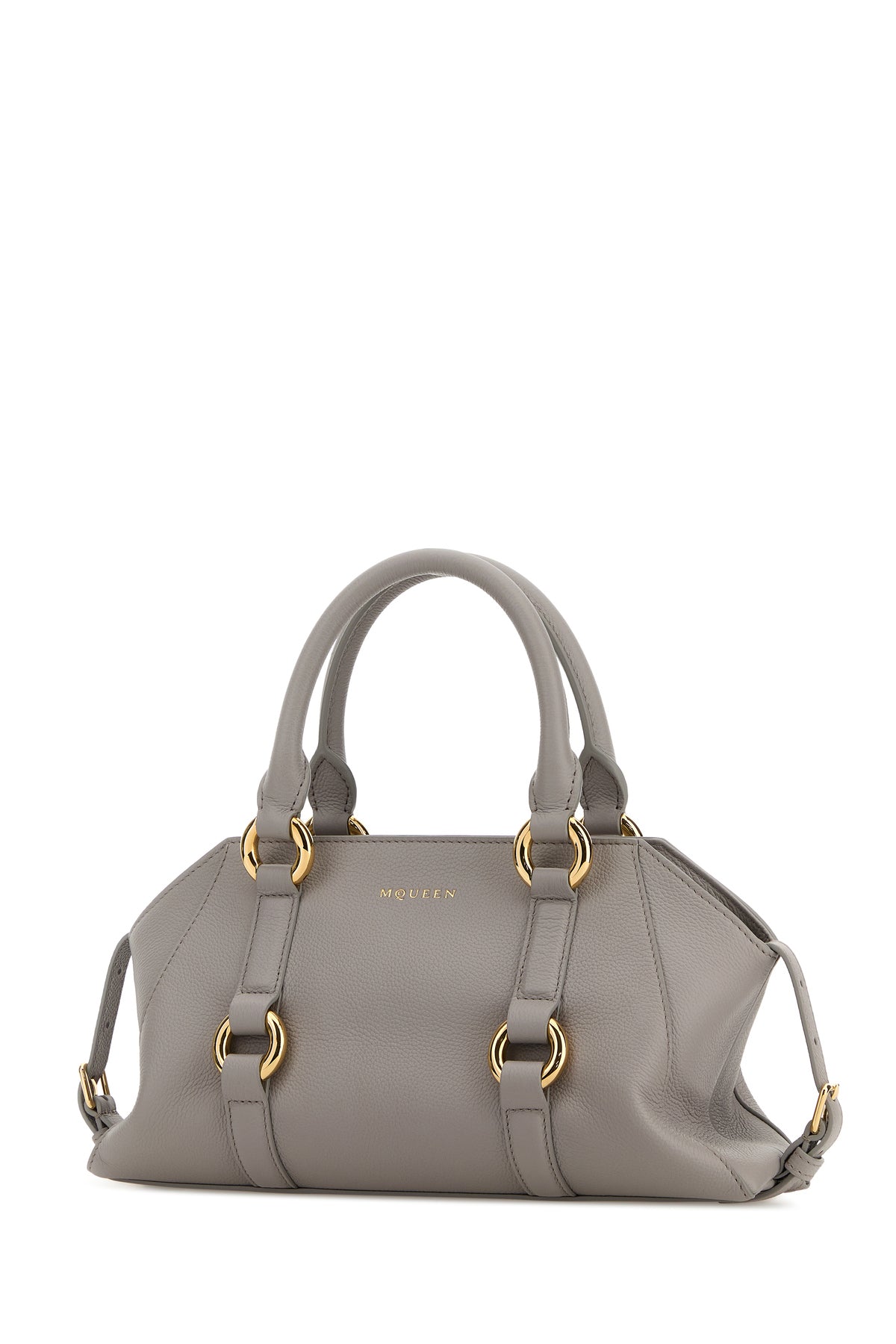Alexander McQueen Borsa a mano Farringdon piccola in pelle grigia, view 2