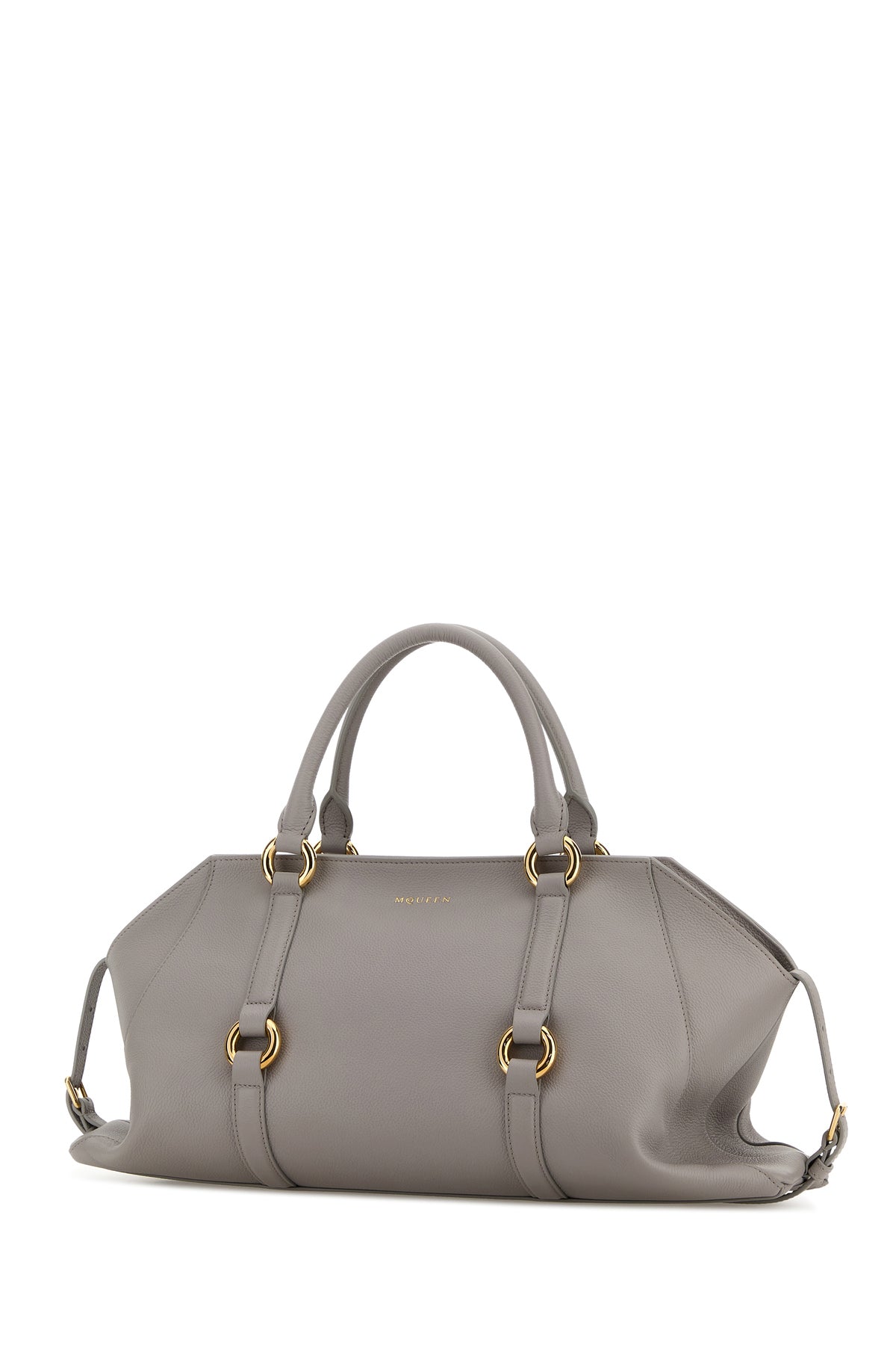 Alexander McQueen Borsa a mano Farringdon media in pelle grigia, view 2