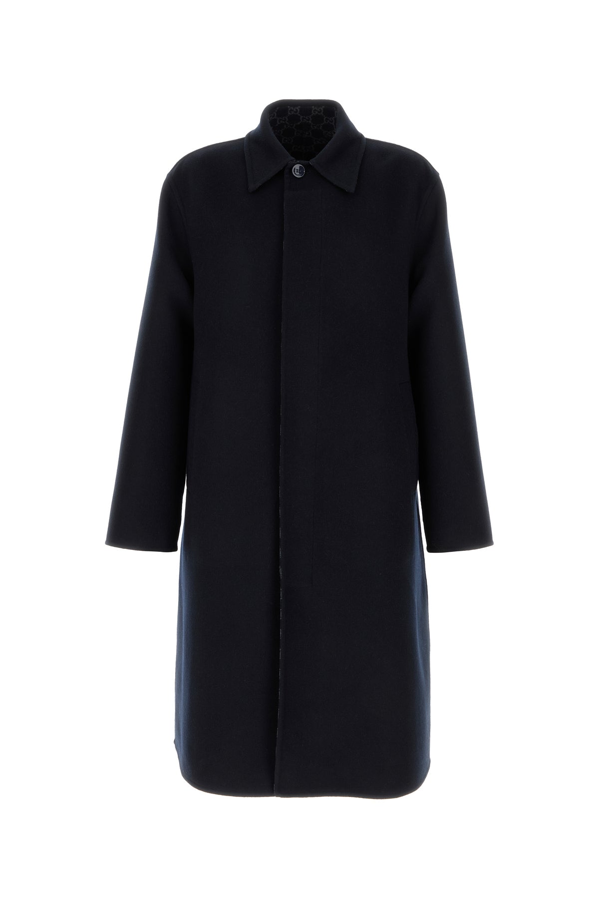 Gucci Cappotto in misto lana blu navy