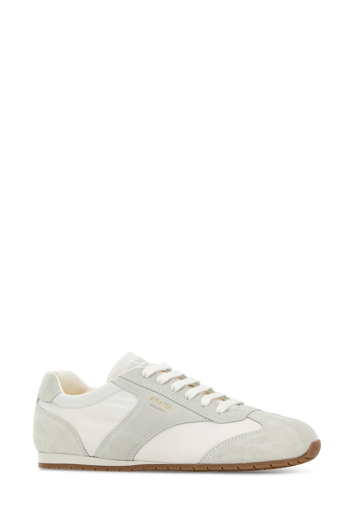 Prada Sneakers bicolor in pelle scamosciata e tessuto, view 2