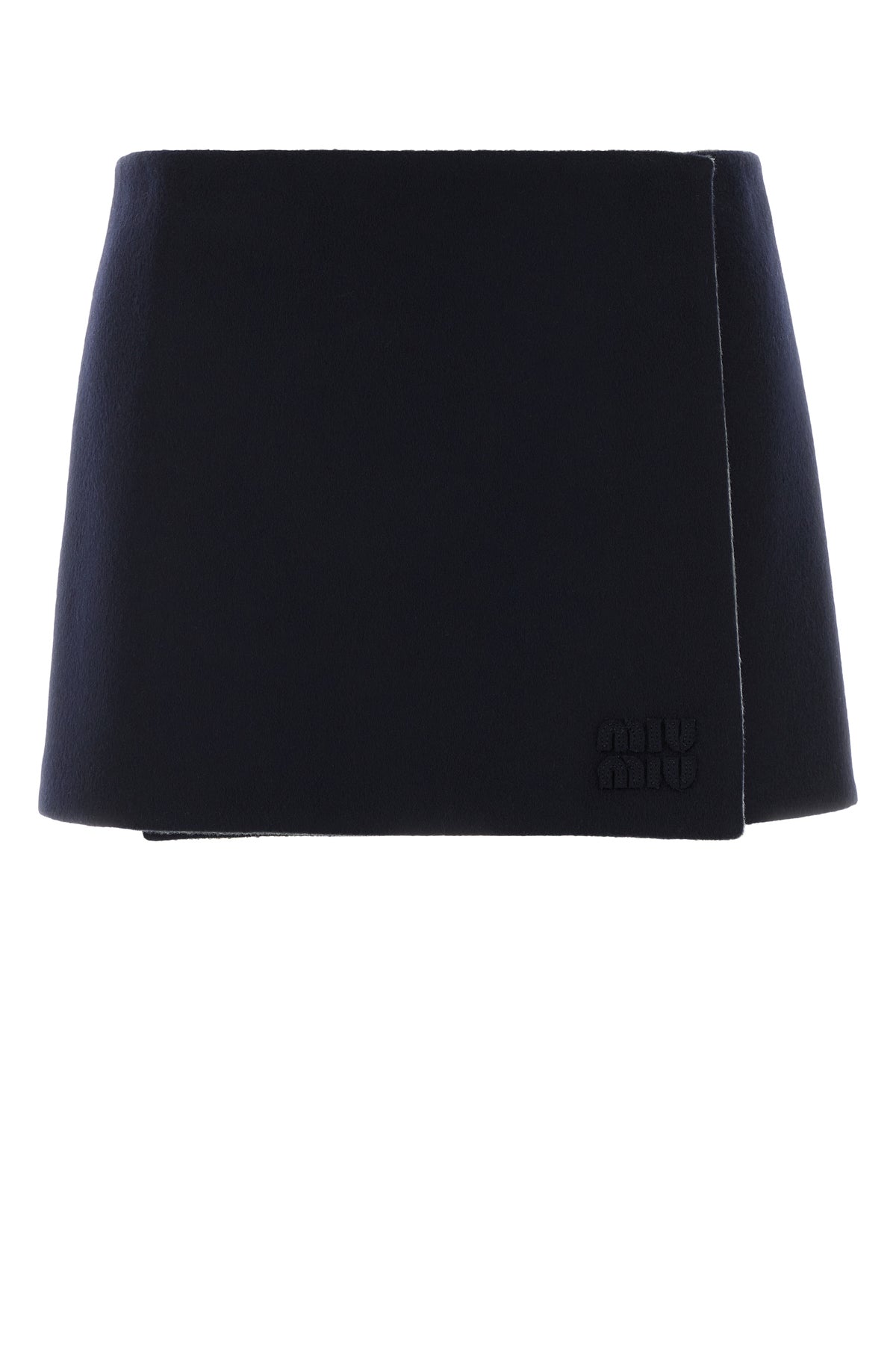 Miu Miu Minigonna reversibile in misto lana blu notte