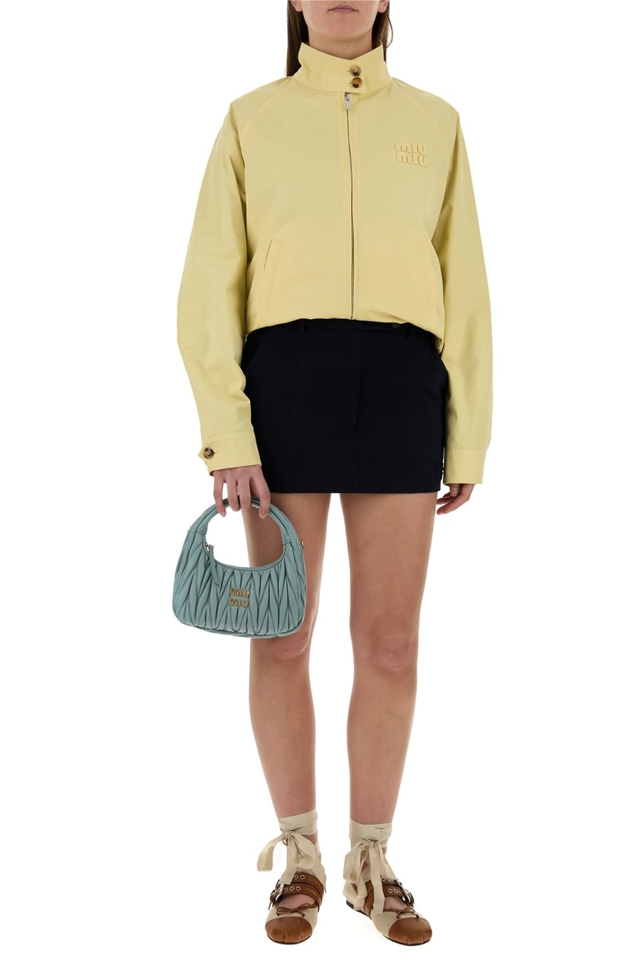 Miu Miu Minigonna in jersey stretch blu navy, view 6