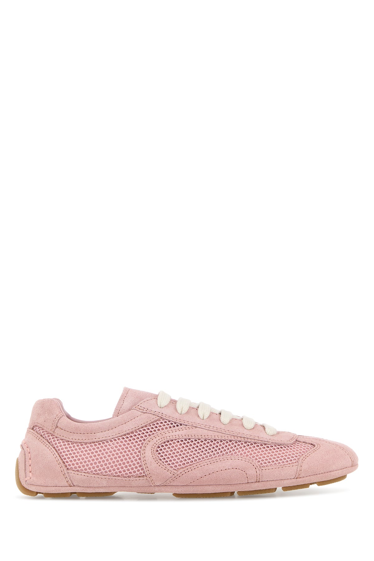 Prada Sneakers Montecarlo rosa in pelle scamosciata e rete