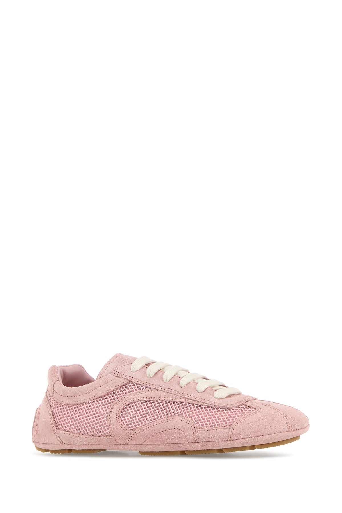Prada Sneakers Montecarlo rosa in pelle scamosciata e rete, view 2