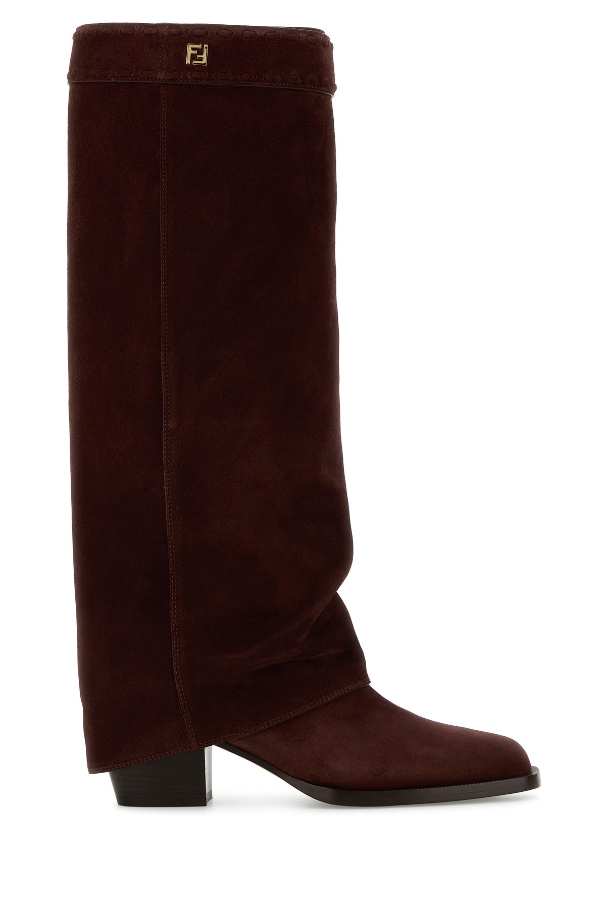 Fendi Stivali Minerva in pelle scamosciata bordeaux