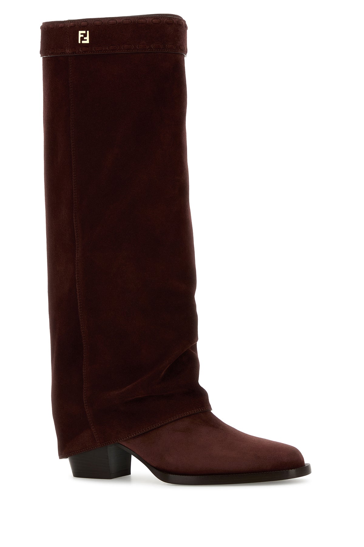 Fendi Stivali Minerva in pelle scamosciata bordeaux, view 2