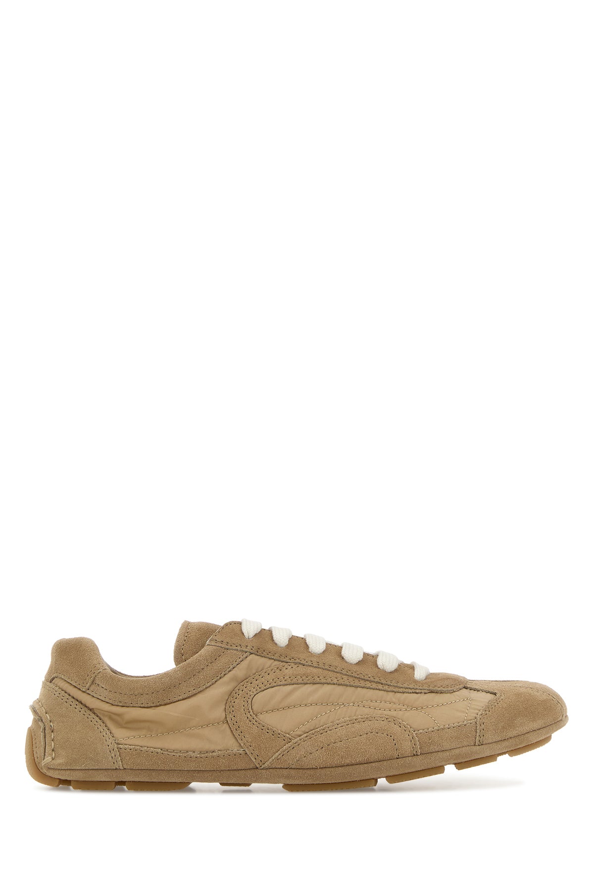 Prada Sneakers Montecarlo Re-Edition 2005 beige in pelle scamosciata e Re-Nylon