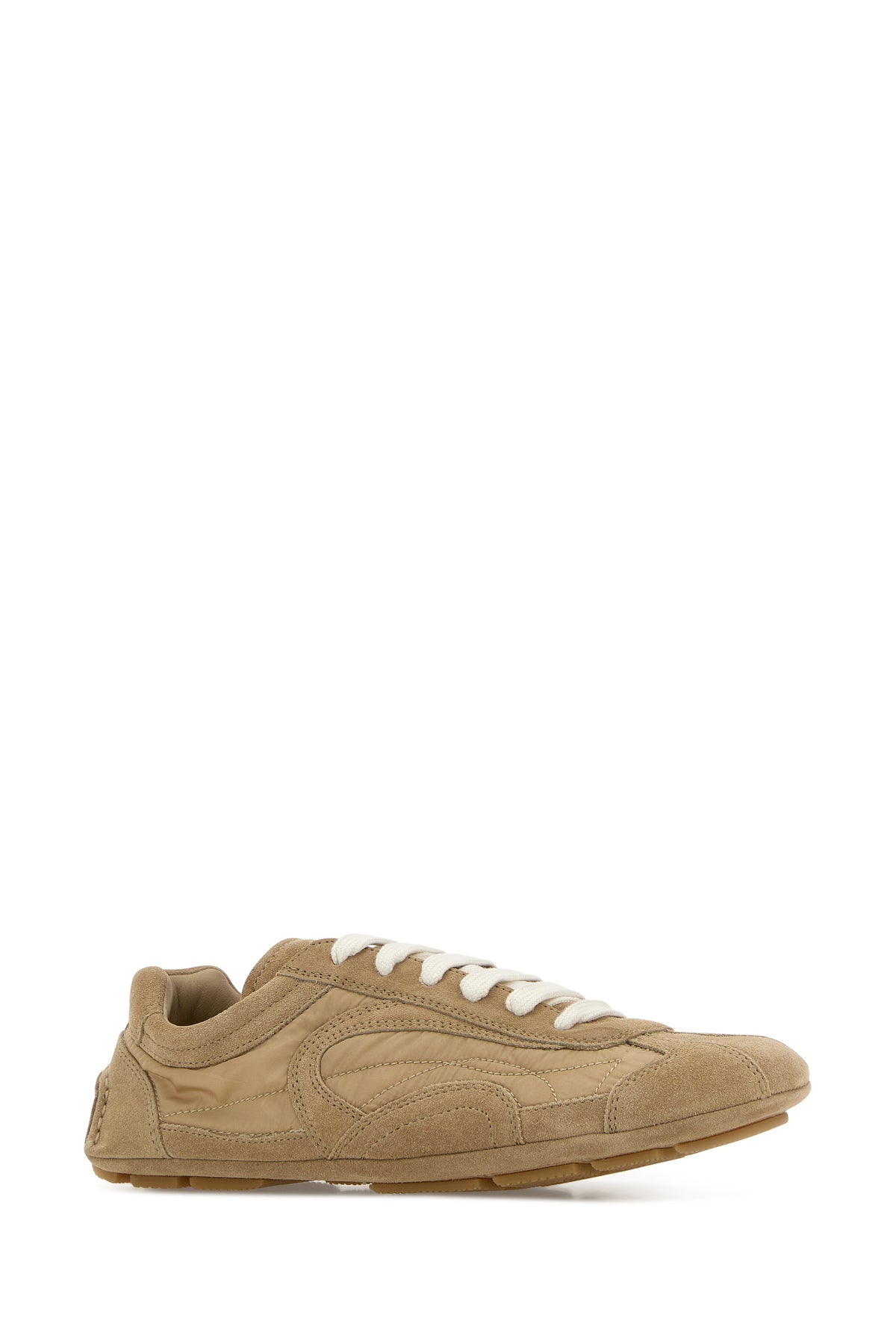 Prada Sneakers Montecarlo Re-Edition 2005 beige in pelle scamosciata e Re-Nylon, view 2