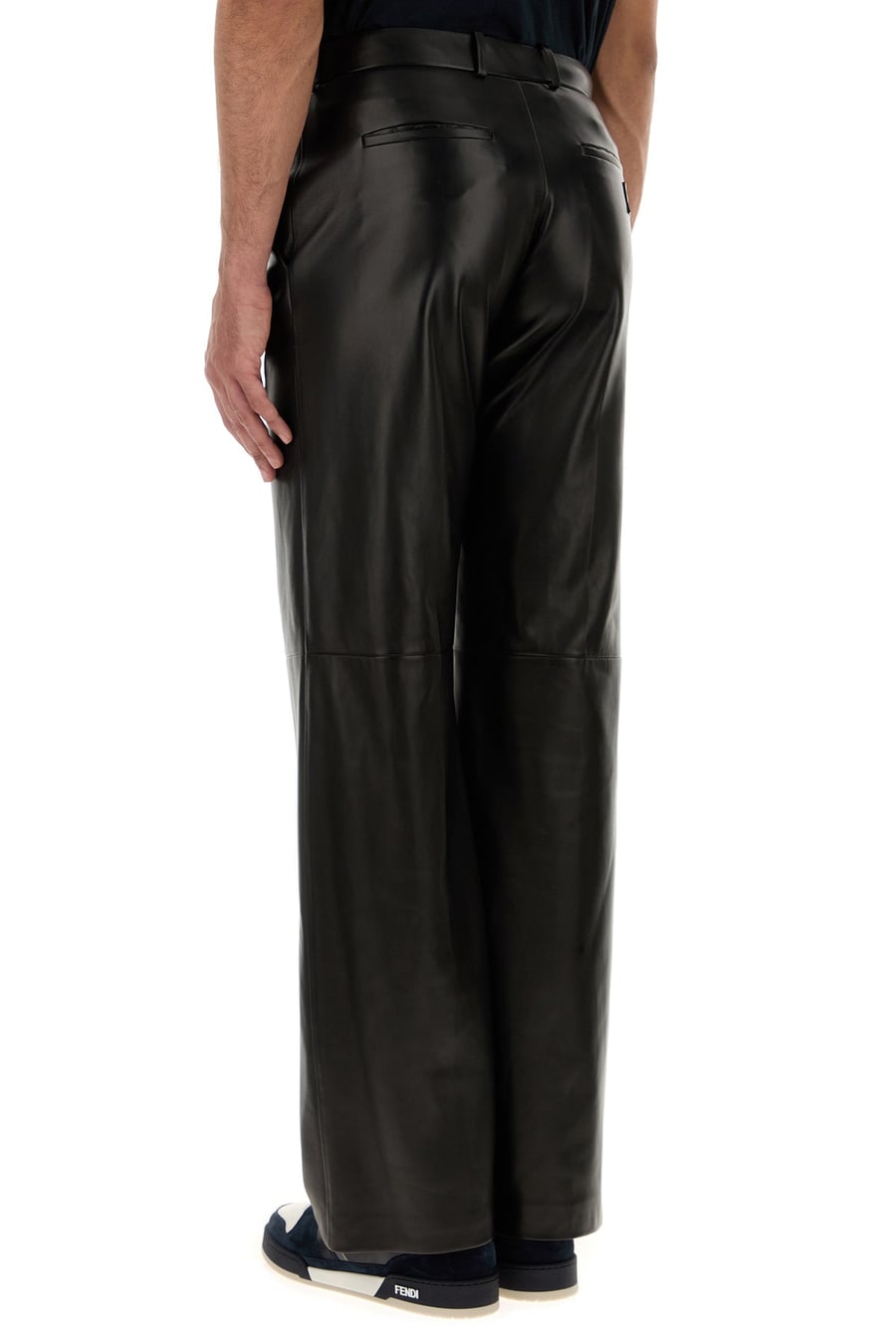 Fendi Pantalone in nappa nera, view 4