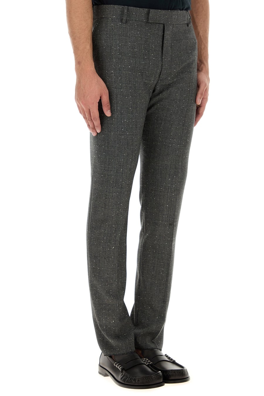 Alexander McQueen Pantalone a sigaretta in lana ricamata, view 3