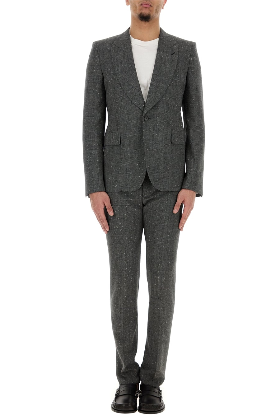 Alexander McQueen Pantalone a sigaretta in lana ricamata, view 6