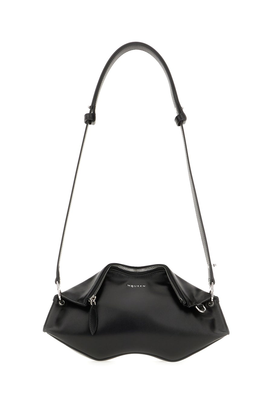 Alexander McQueen Borsa a spalla Manta in pelle nera