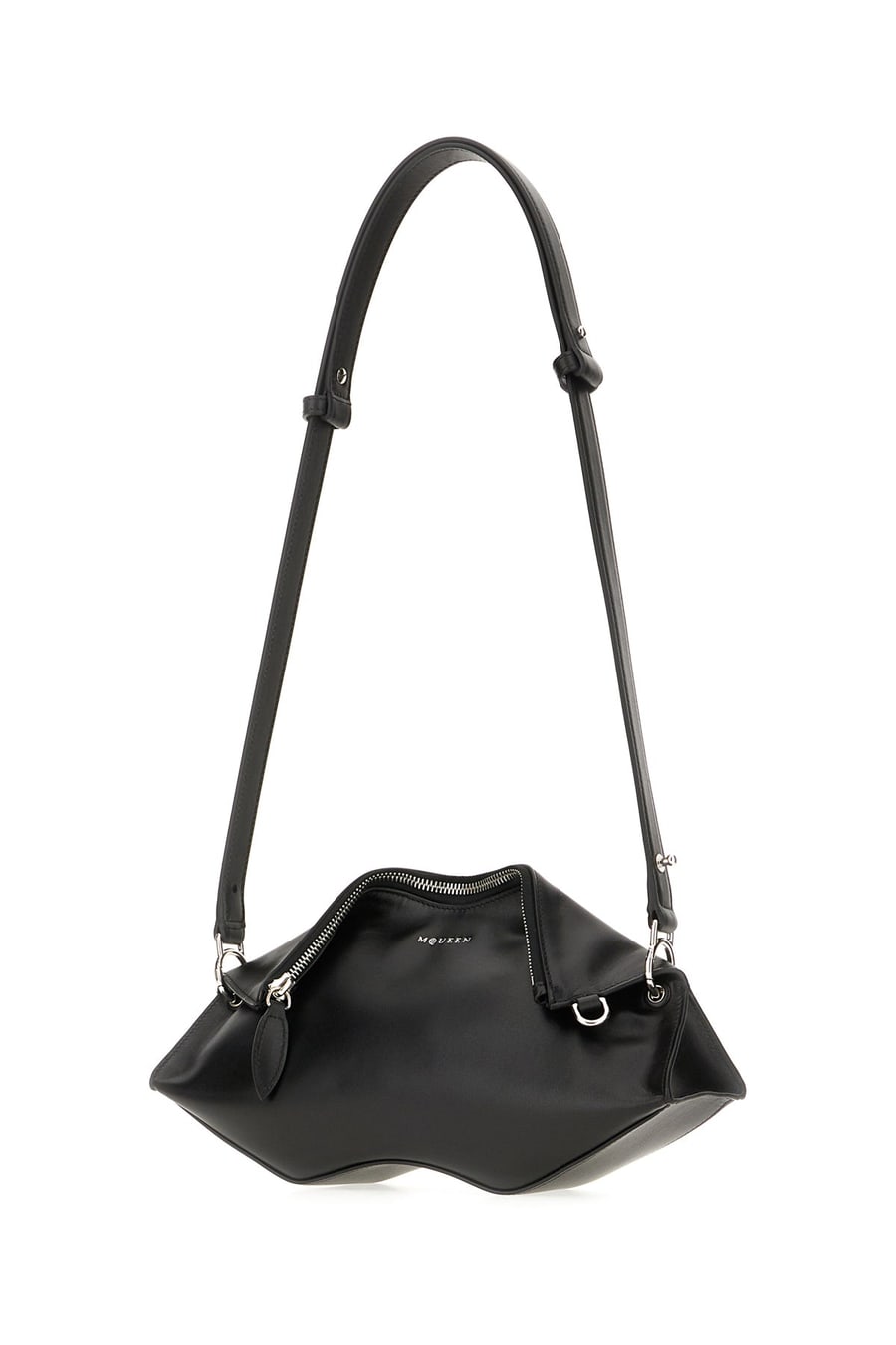 Alexander McQueen Borsa a spalla Manta in pelle nera, view 2