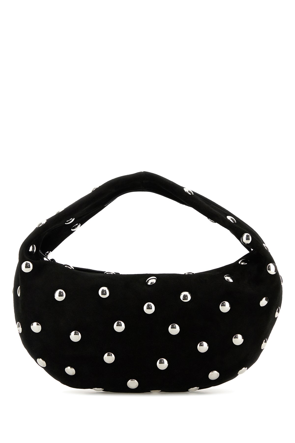 KHAITE Borsa a spalla Olivia media in pelle scamosciata nera